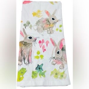 NEW Watercolor Bunny Trio Kitchen Tea Towel Easter Spring Rabbits Dish Cloth
